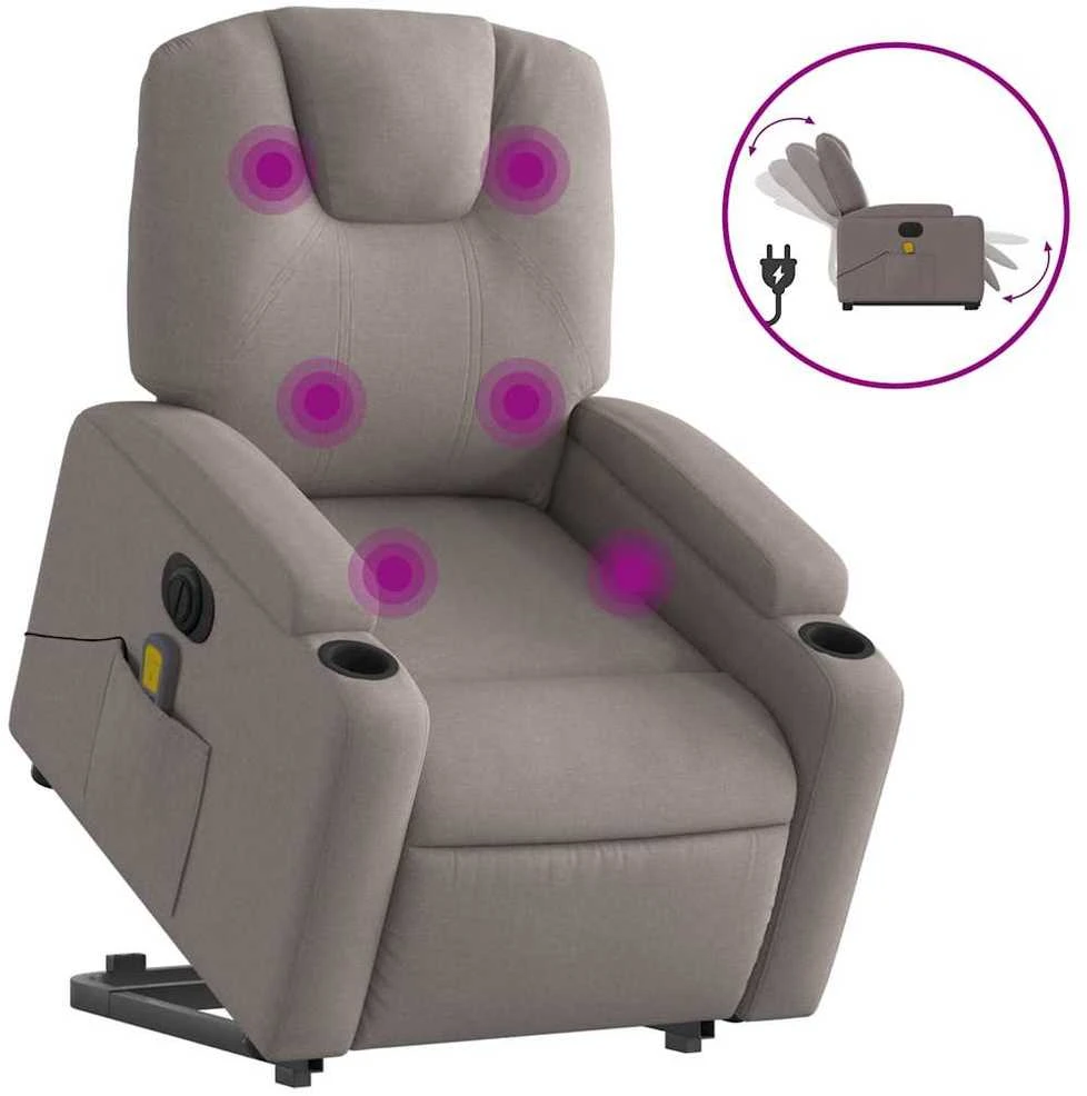 Fotelis Atsistojantis elektrinis masažinis krėslas, taupe, audinys