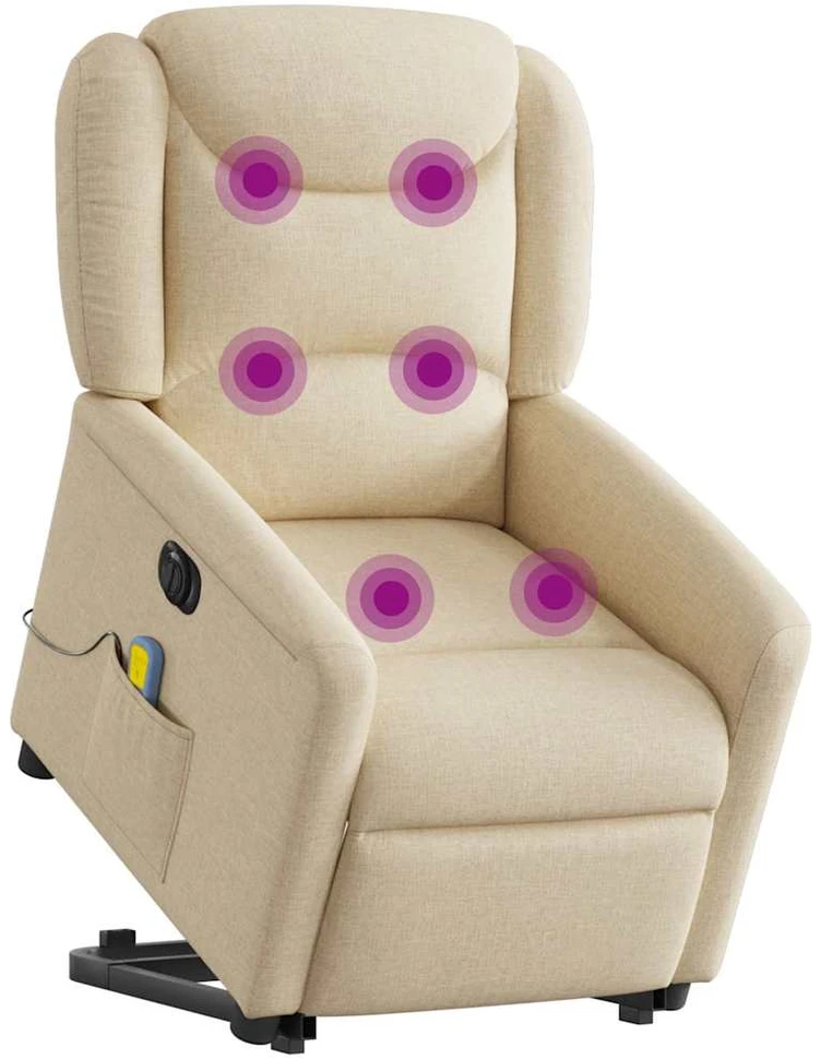 Fotelis Atsistojantis elektrinis masažinis krėslas, kreminis, audinys