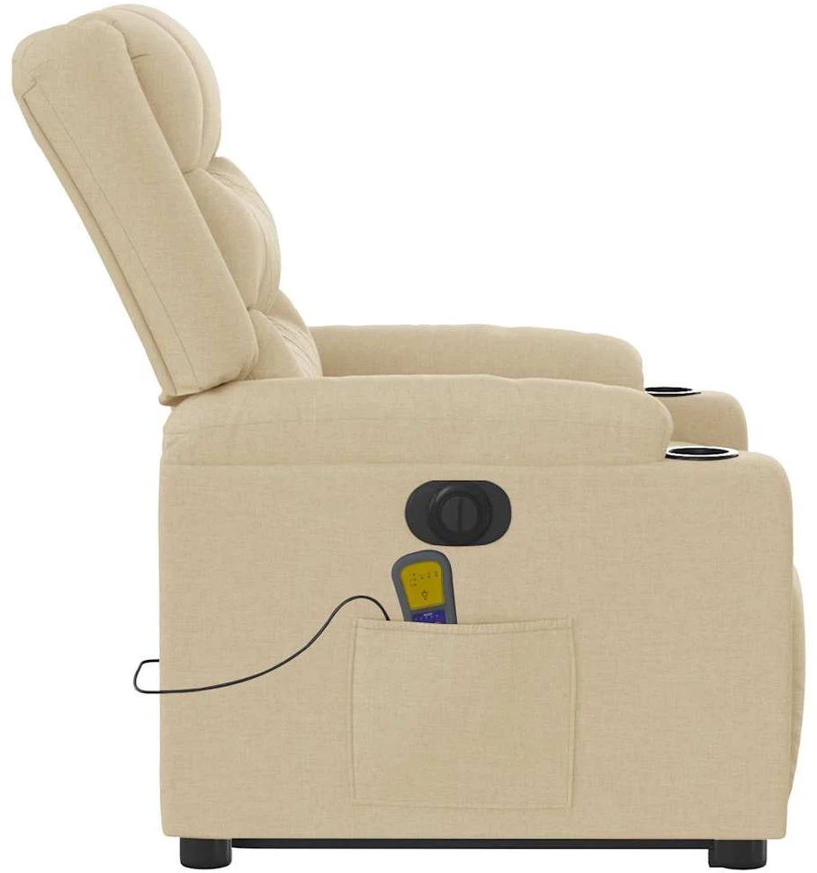Fotelis Atsistojantis elektrinis masažinis krėslas, kreminis, audinys