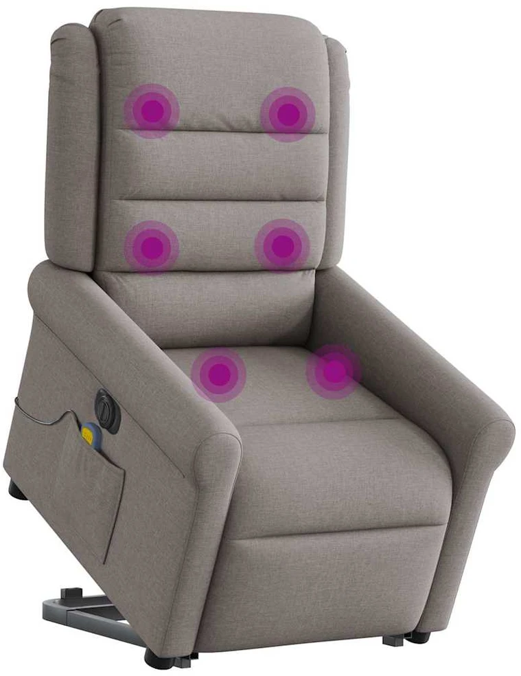 Fotelis Atsistojantis elektrinis masažinis krėslas, taupe, audinys