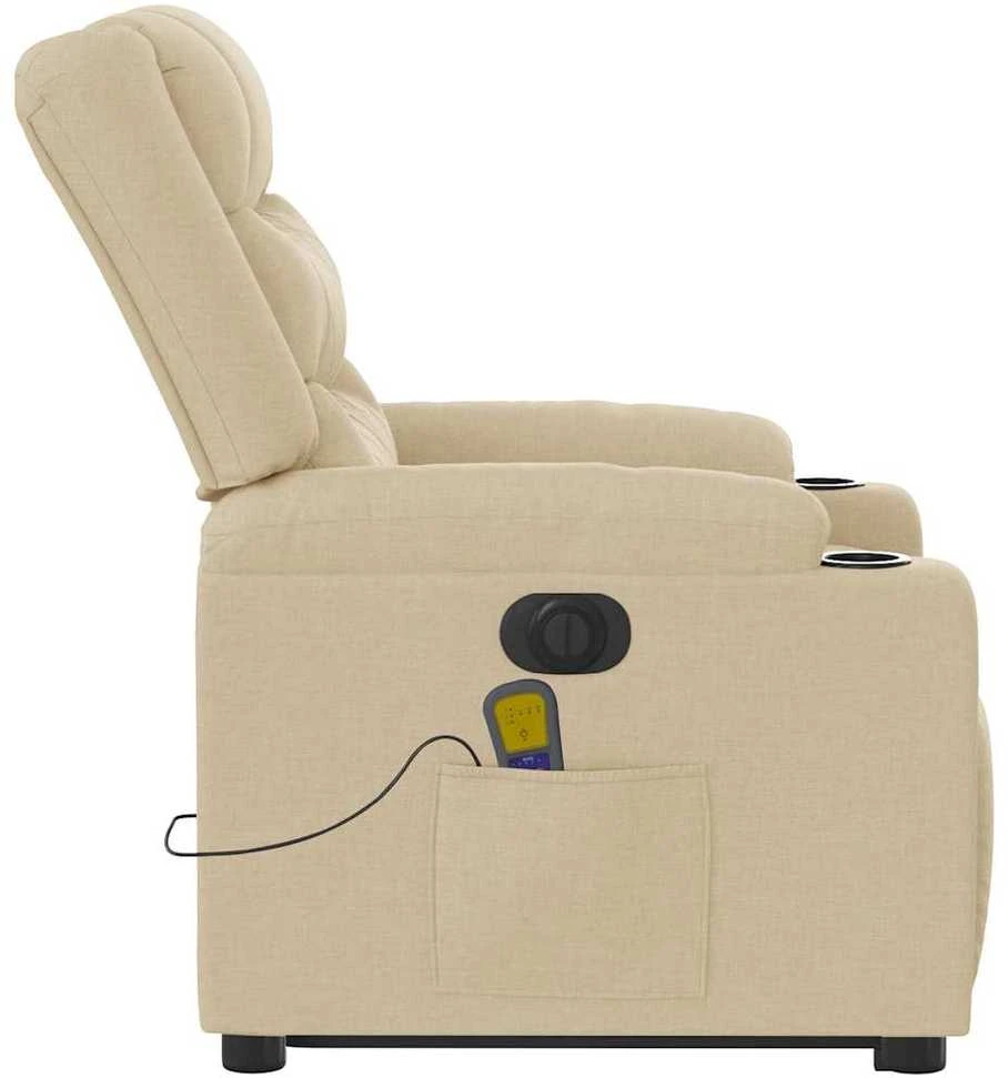 Fotelis Atsistojantis elektrinis masažinis krėslas, kreminis, audinys