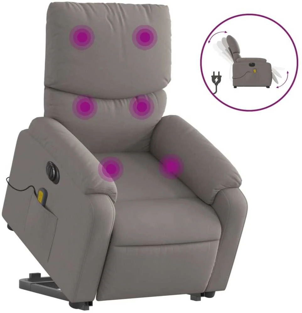 Fotelis Atsistojantis elektrinis masažinis krėslas, taupe, audinys