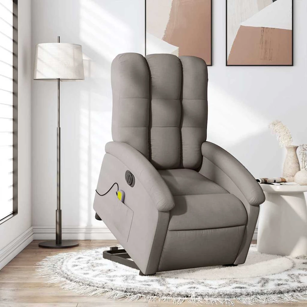 Fotelis Atsistojantis elektrinis masažinis krėslas, taupe, audinys