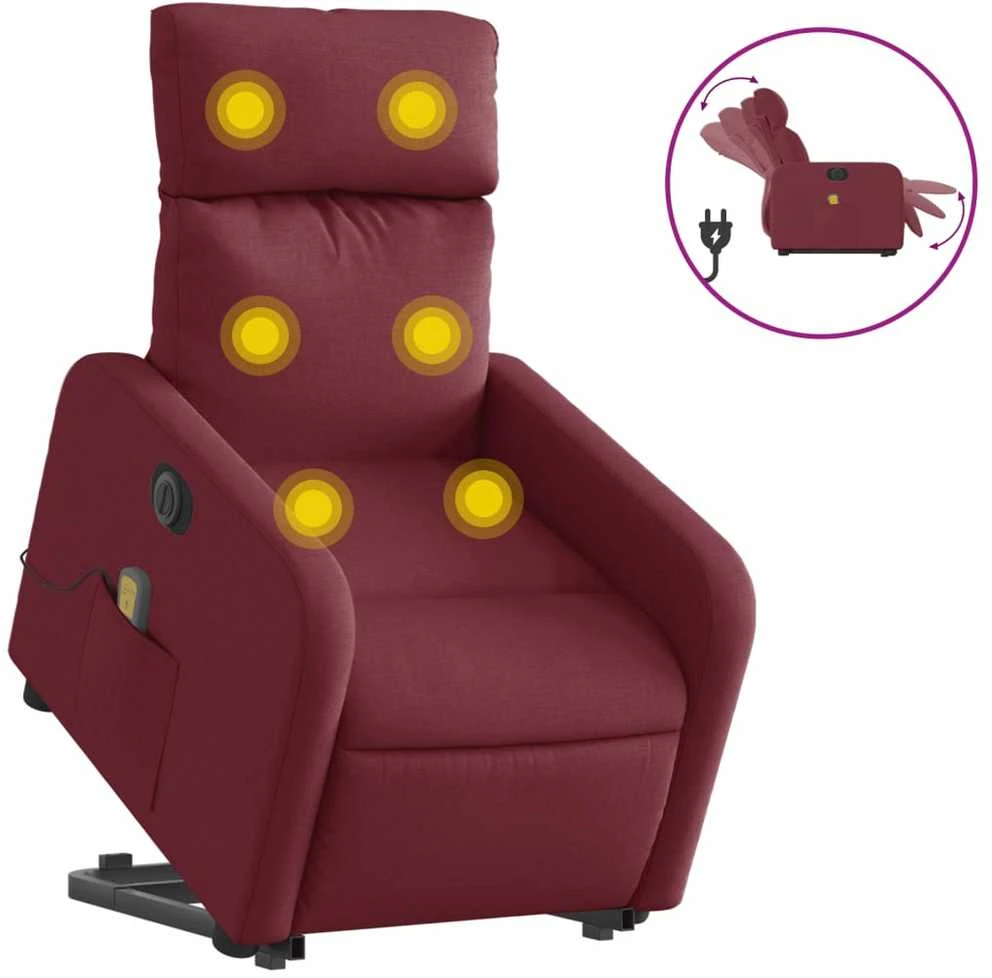 Fotelis Atsistojantis elektrinis masažinis krėslas, vyno, audinys