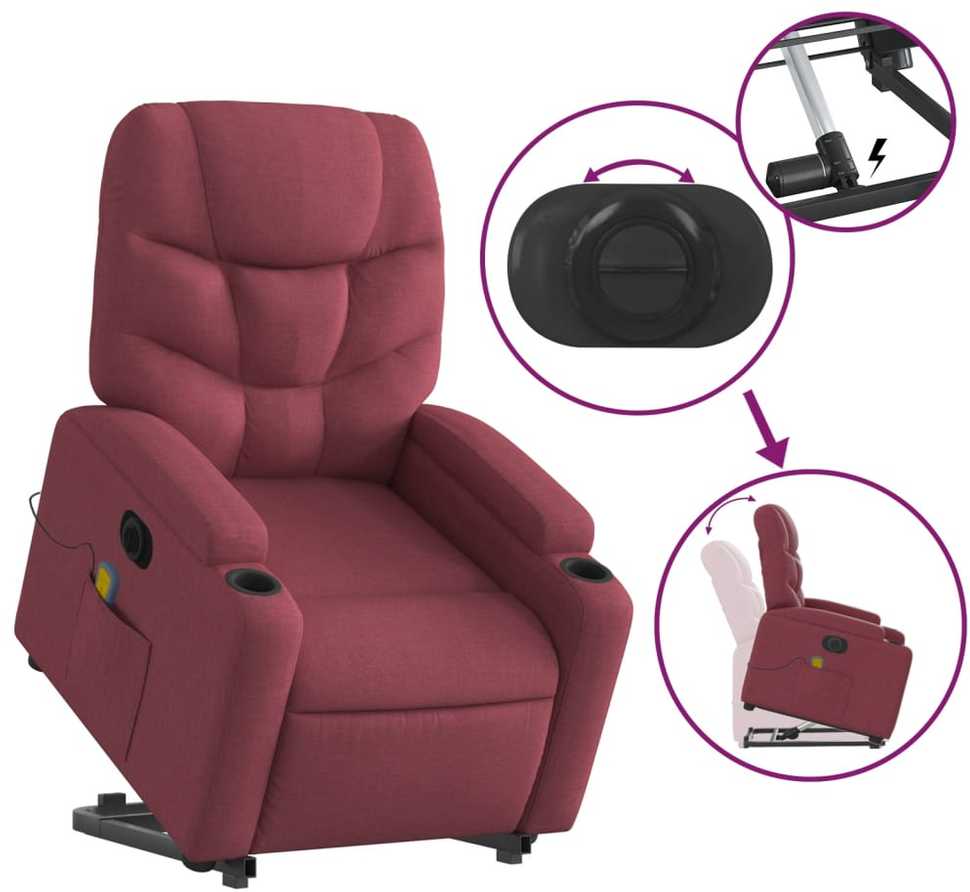 Fotelis Atsistojantis elektrinis masažinis krėslas, vyno, audinys