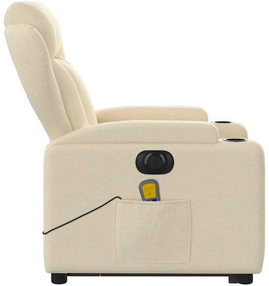 Fotelis Atsistojantis elektrinis masažinis krėslas, kreminis, audinys