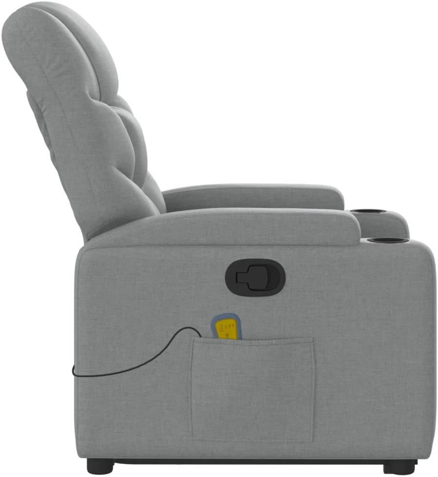 Fotelis Atsistojantis masažinis krėslas, šviesiai pilkas, audinys