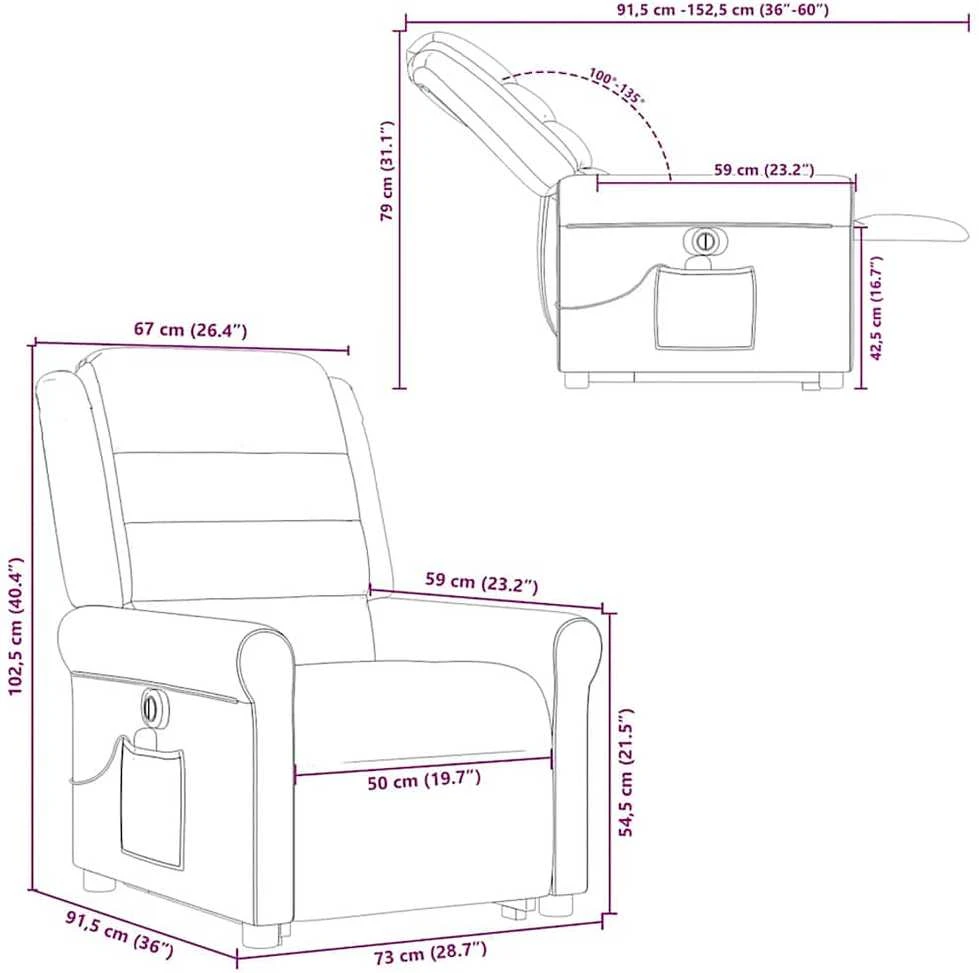Fotelis Atsistojantis masažinis krėslas, tamsiai rudas, audinys