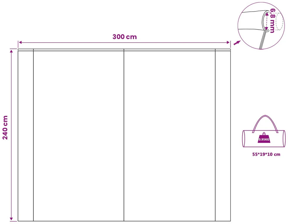 Karavano markizė Mėlyna 240 x 300 cm tafta Atsparus vandeniui