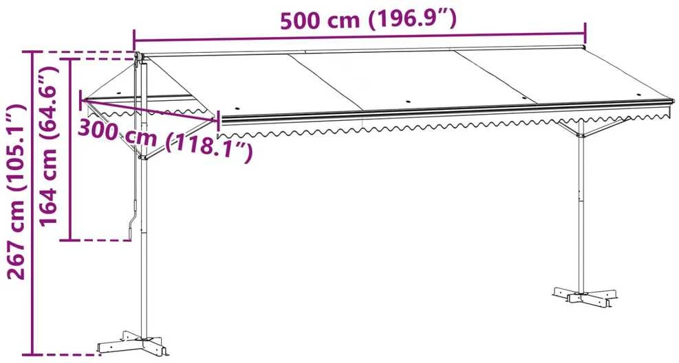 Atvira markizė 5 x 3 m Poliesteris Pilka