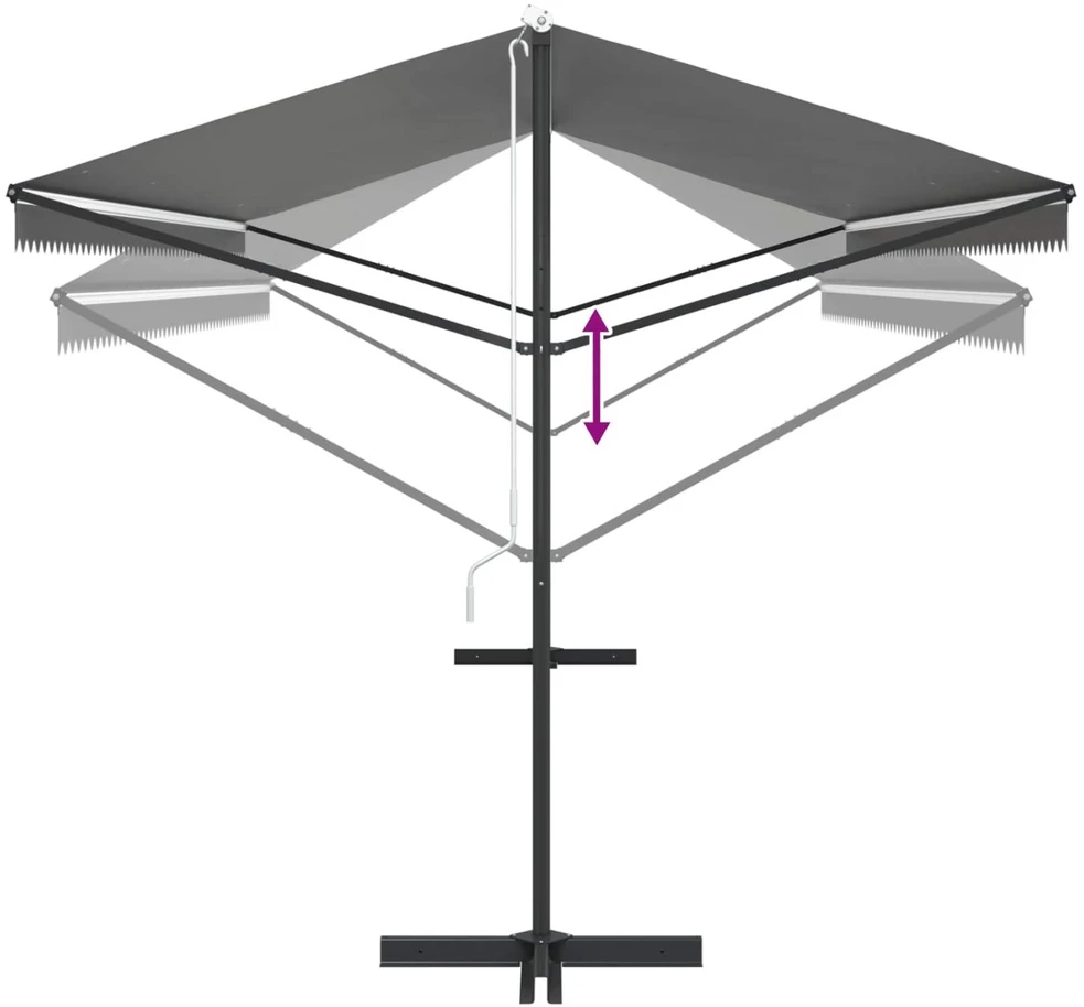 Atvira markizė 6 x 3 m Poliesteris Pilka
