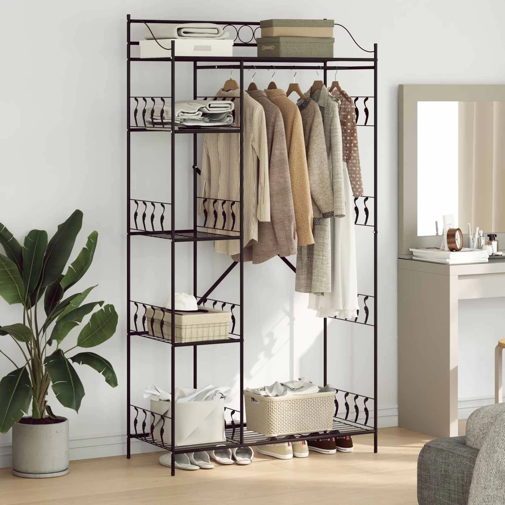 Atvira spinta Juoda 101 x 43 x 188 cm Plienas
