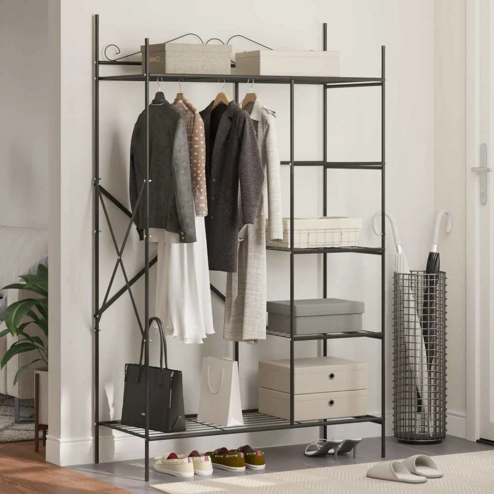 Atvira spinta su lentyna Juoda 104,5 x 45 x 172 cm Plienas