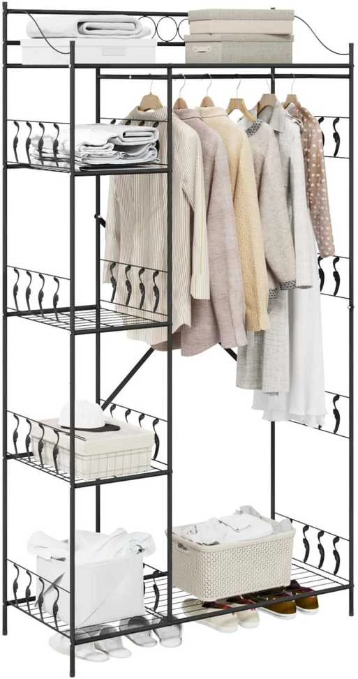 Atvira spinta Juoda 101 x 43 x 188 cm Plienas
