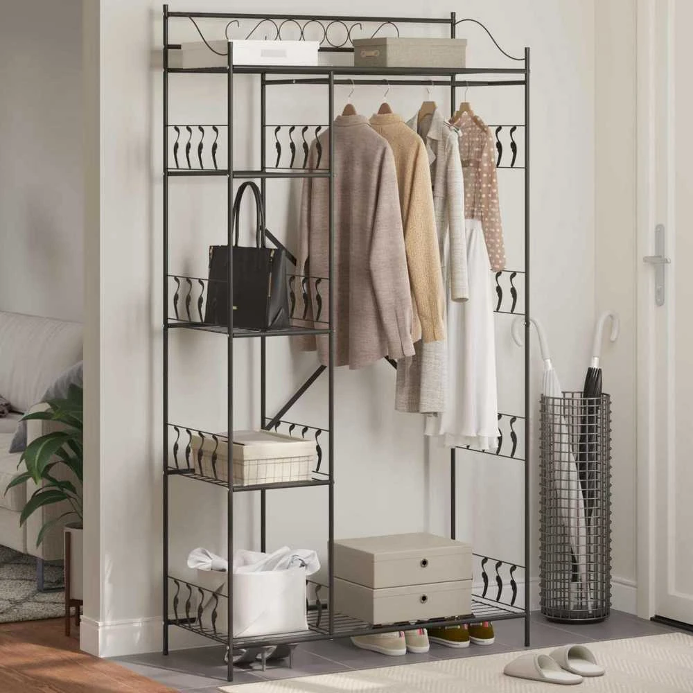 Atvira spinta Juoda 101 x 43 x 188 cm Plienas