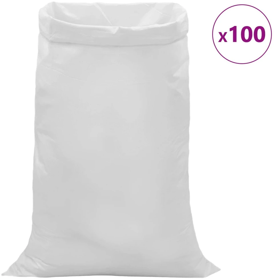 Audiniai maišai 100 vnt. Balta 80 x 125 cm PP