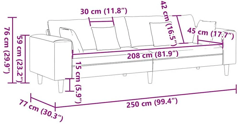 Sofa Juoda 250 x 77 x 76 cm audinys