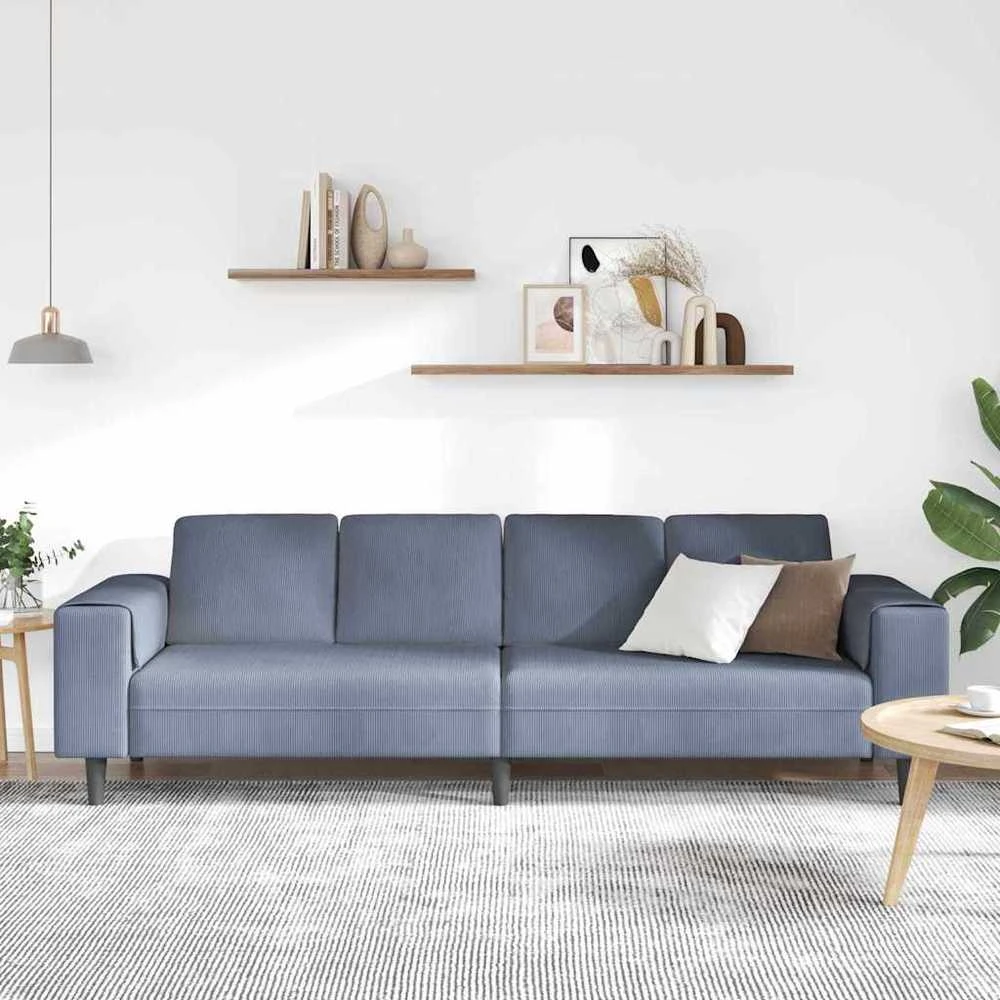 Sofa Mėlyna 250 x 77 x 76 cm Kordūrinis audinys
