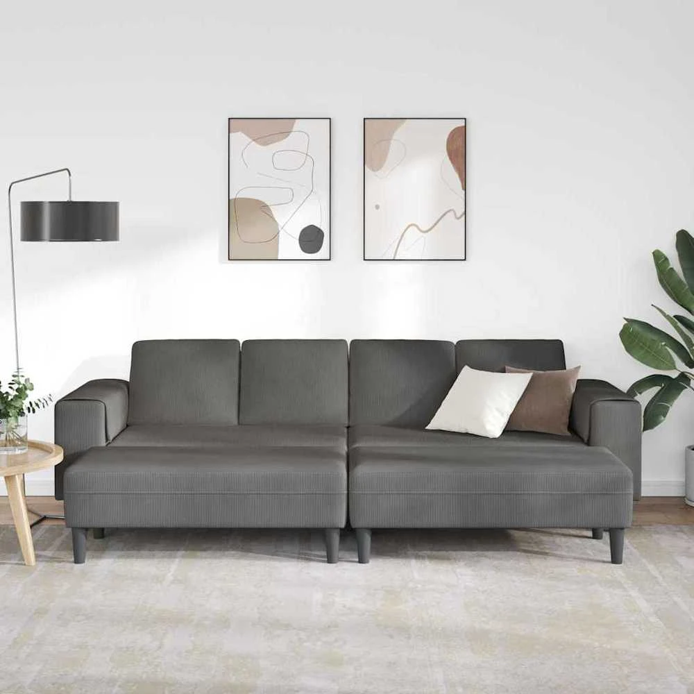 Sofa Tamsiai pilka 250 x 188 x 76 cm Kordūrinis audinys