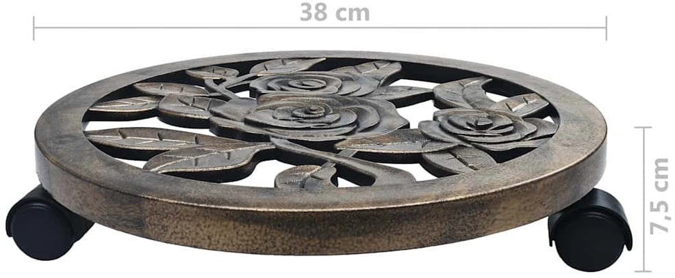Augalų padėklai su ratukais, 6vnt., bronziniai, 38cm, plastikas