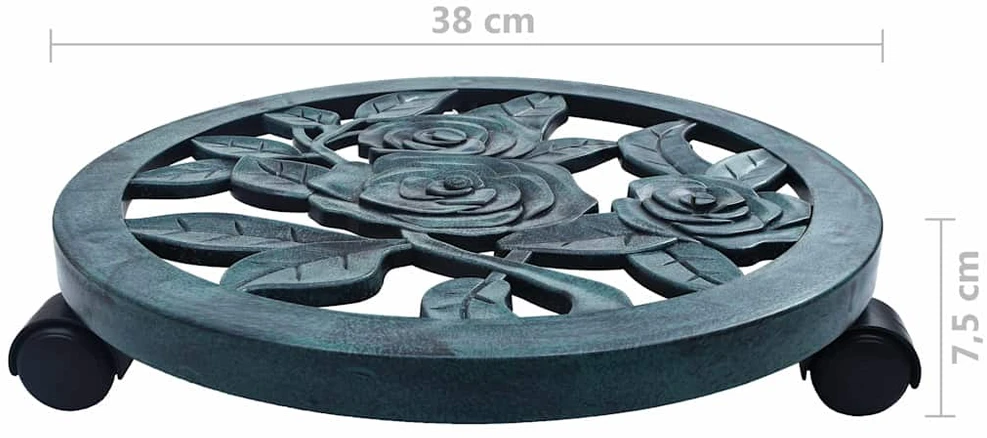 Augalų padėklai su ratukais, 6vnt., žali, 38cm, plastikas
