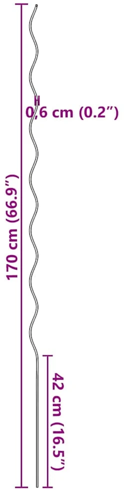 Augalų parama 50 vnt. Žalia 170 x 0,6 x 0,6 cm Plienas