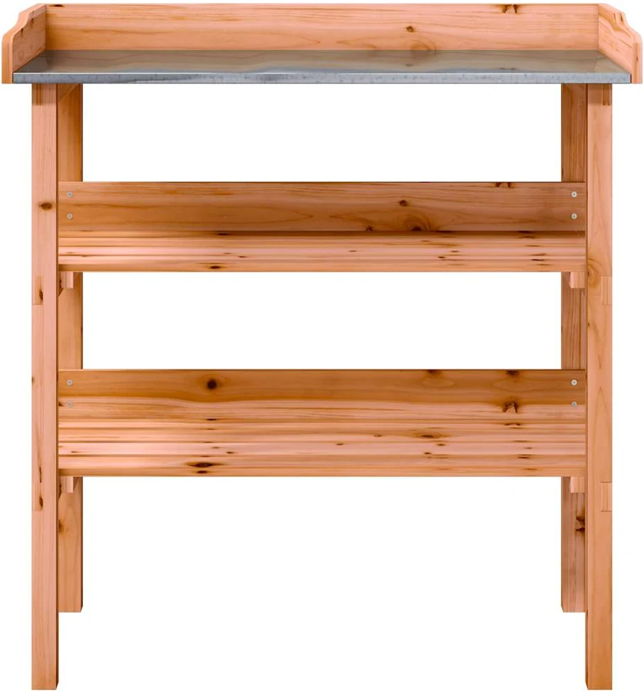 Augalų sodinimo stalas su lentynomis, rudas, 78x38x82,5cm, eglė