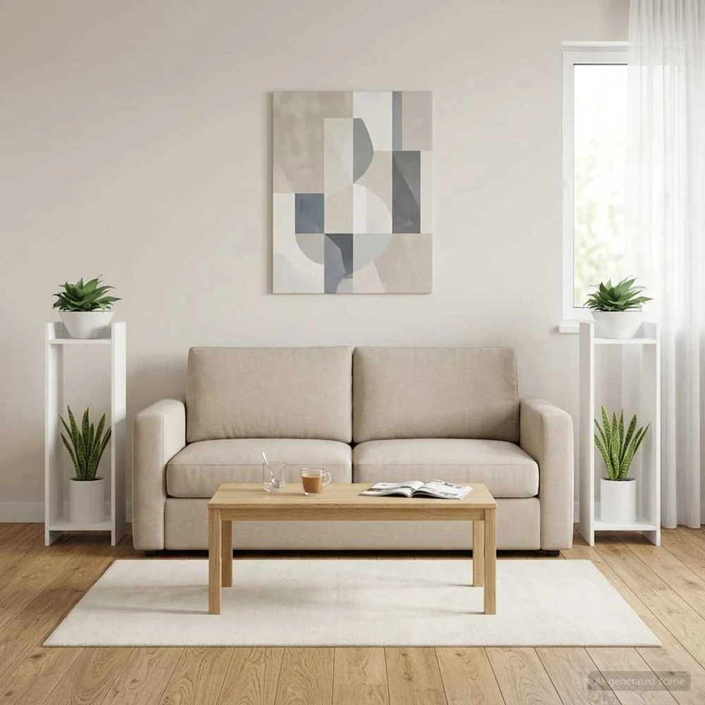 Augalų stovas 2 vnt. Balta 30 x 30 x 100 cm Apdirbta mediena