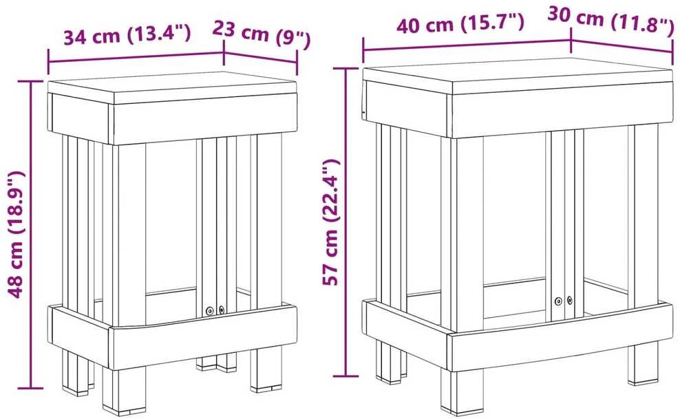 Augalų stovas 2 vnt. Ruda 70 x 11 x 27 cm Mahogany Medis
