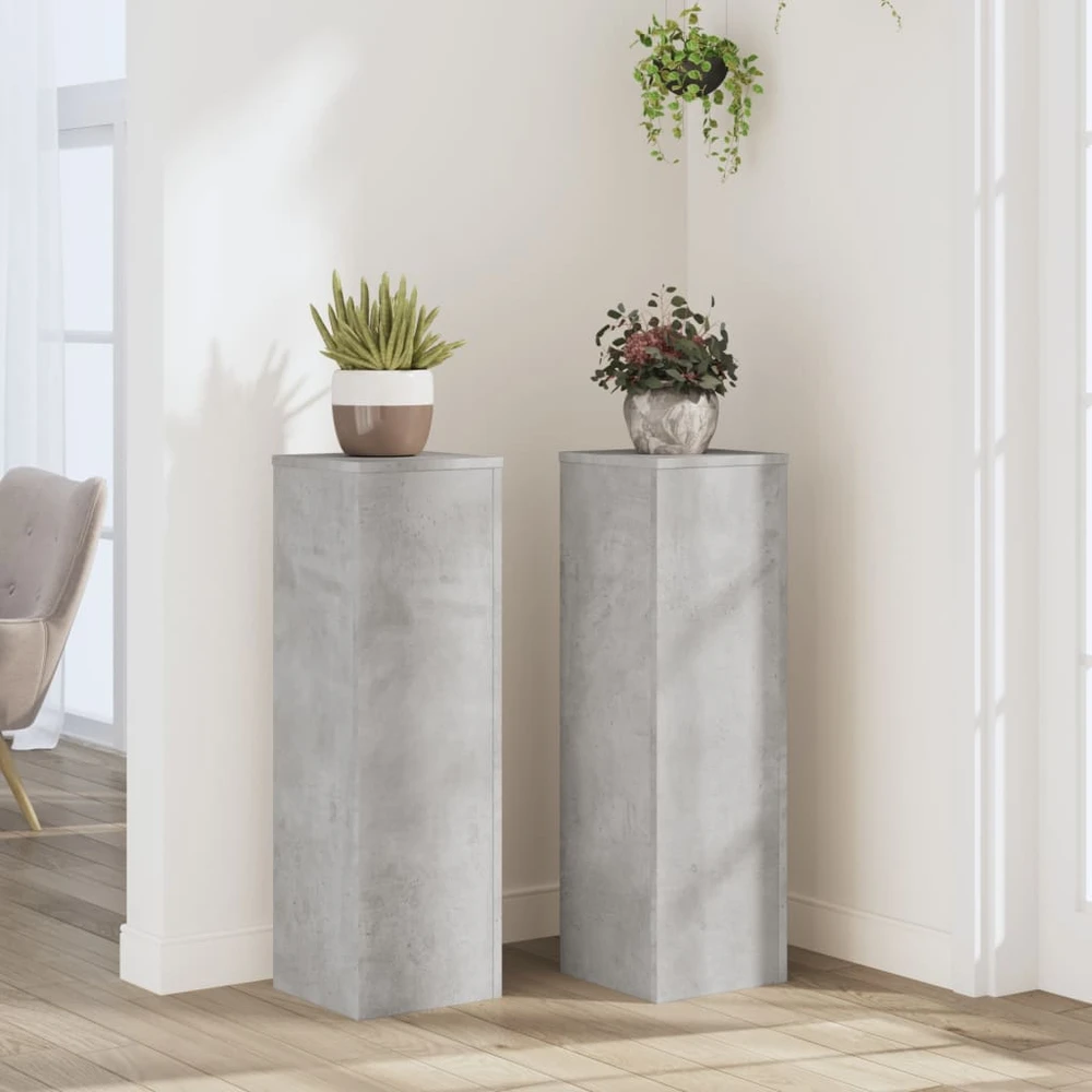 Stovai augalams, 2vnt., betono, 25x25x80cm, apdirbta mediena