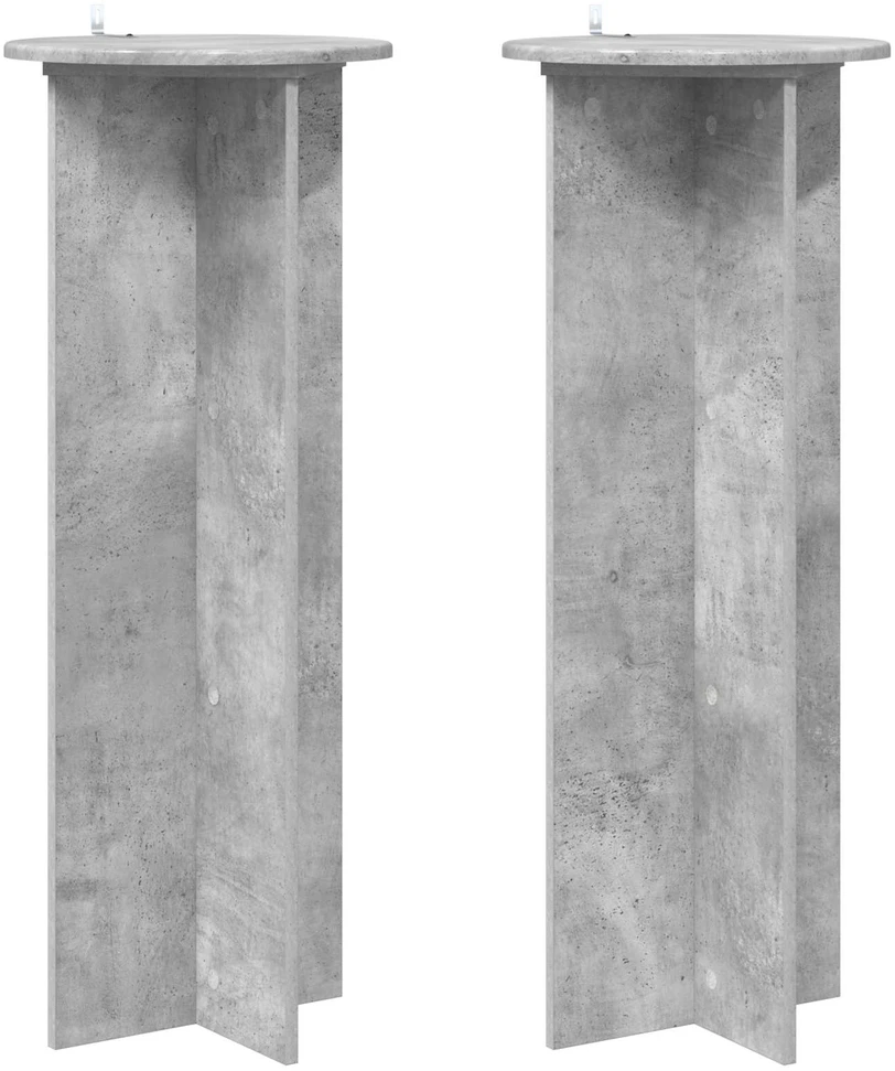 Augalų stovas 2 vnt. Betono pilka Ø40 x 100 cm Apdirbta mediena