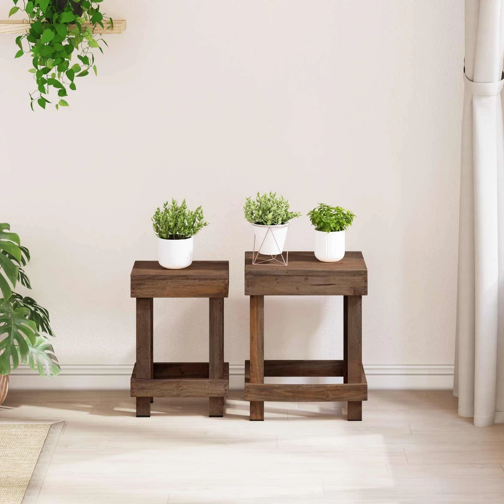 Augalų stovas 2 vnt. Ruda 70 x 11 x 27 cm Mahogany Medis