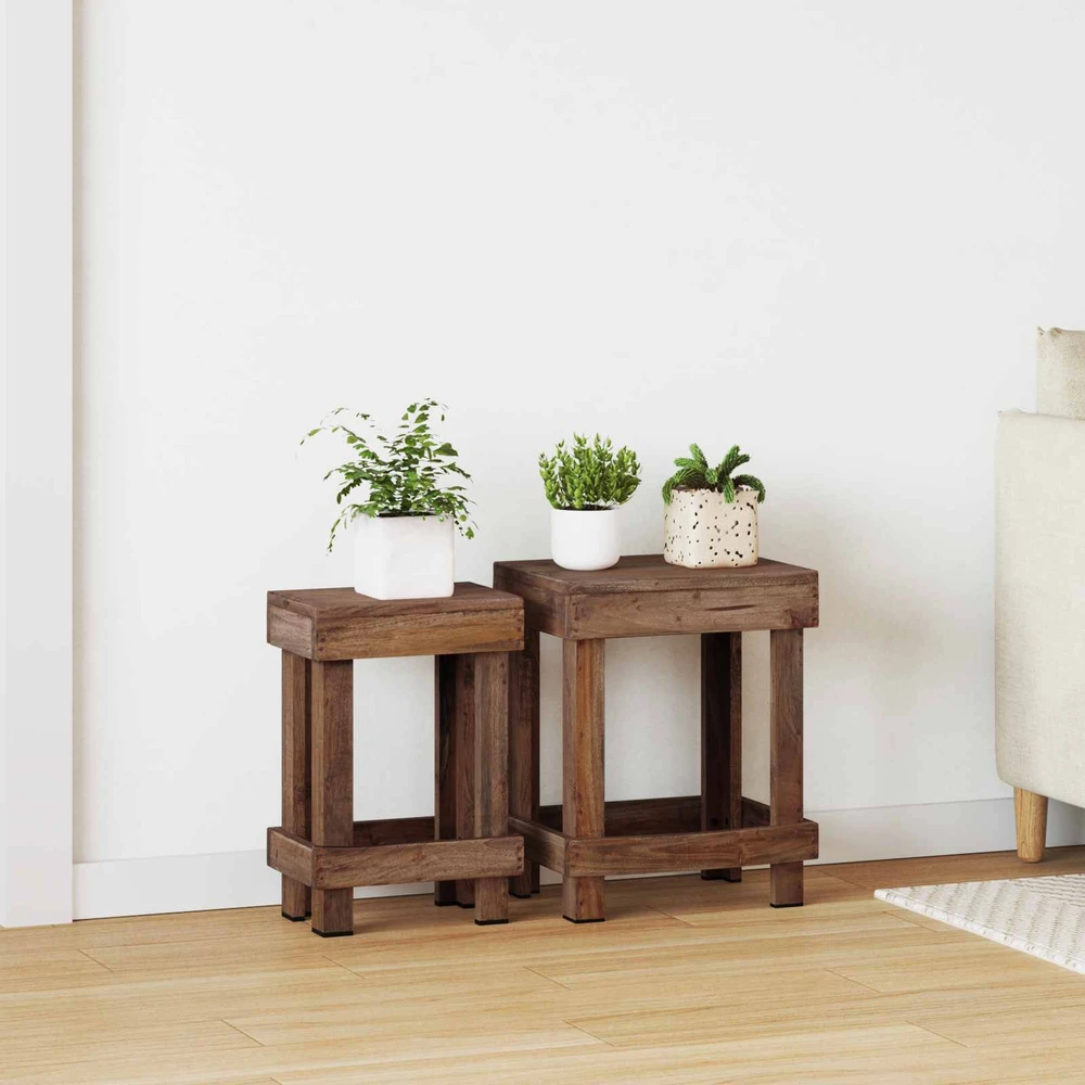 Augalų stovas 2 vnt. Ruda 70 x 11 x 27 cm Mahogany Medis