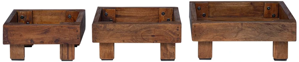 Augalų stovas 3 vnt. Ruda 35 x 35 x 12 cm Mahogany Medis