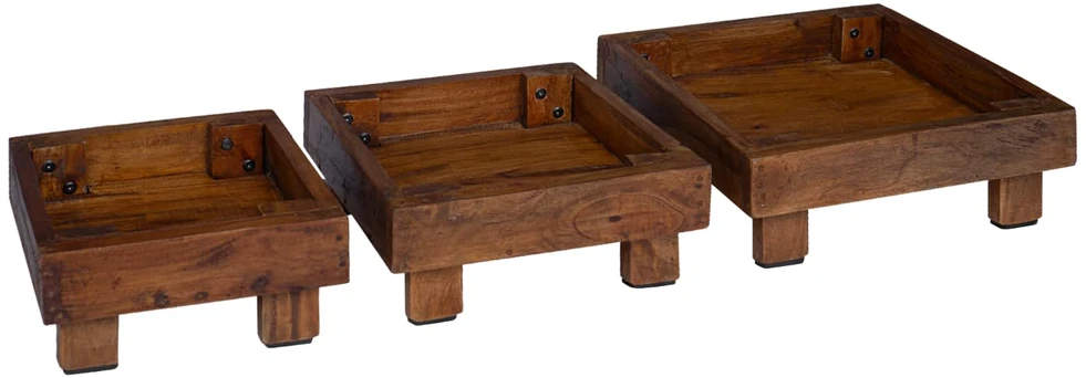 Augalų stovas 3 vnt. Ruda 35 x 35 x 12 cm Mahogany Medis