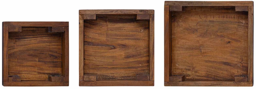 Augalų stovas 3 vnt. Ruda 35 x 35 x 12 cm Mahogany Medis