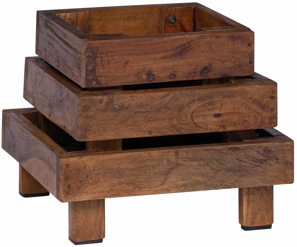Augalų stovas 3 vnt. Ruda 35 x 35 x 12 cm Mahogany Medis