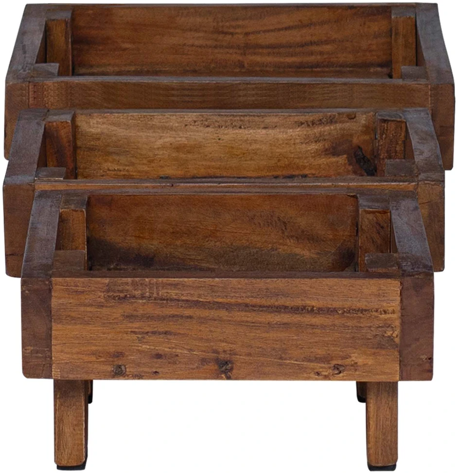 Augalų stovas 3 vnt. Ruda 35 x 35 x 12 cm Mahogany Medis
