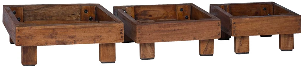 Augalų stovas 3 vnt. Ruda 35 x 35 x 12 cm Mahogany Medis