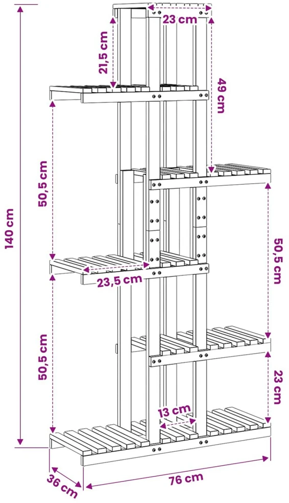 Augalų stovas Balta 68 x 23,5 x 140 cm Kietos akacijos mediena