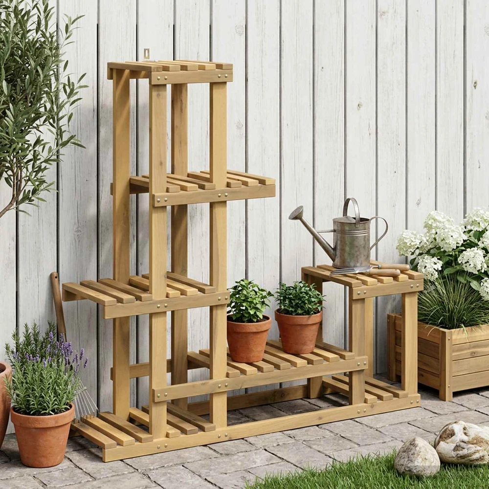 Augalų stovas Balta 93,5 x 25 x 91,5 cm Kietos akacijos mediena