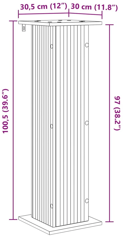 Augalų stovas Itin blizgi balta 30,5 x 30 x 100,5 cm