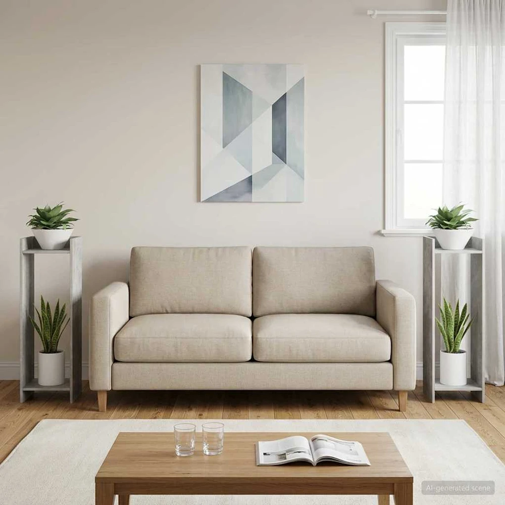 Augalų stovas 2 vnt. Betono pilka 30 x 30 x 100 cm