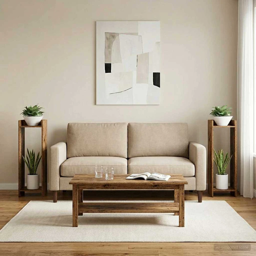 Augalų stovas 2 vnt. Sendintos medienos 30 x 30 x 100 cm