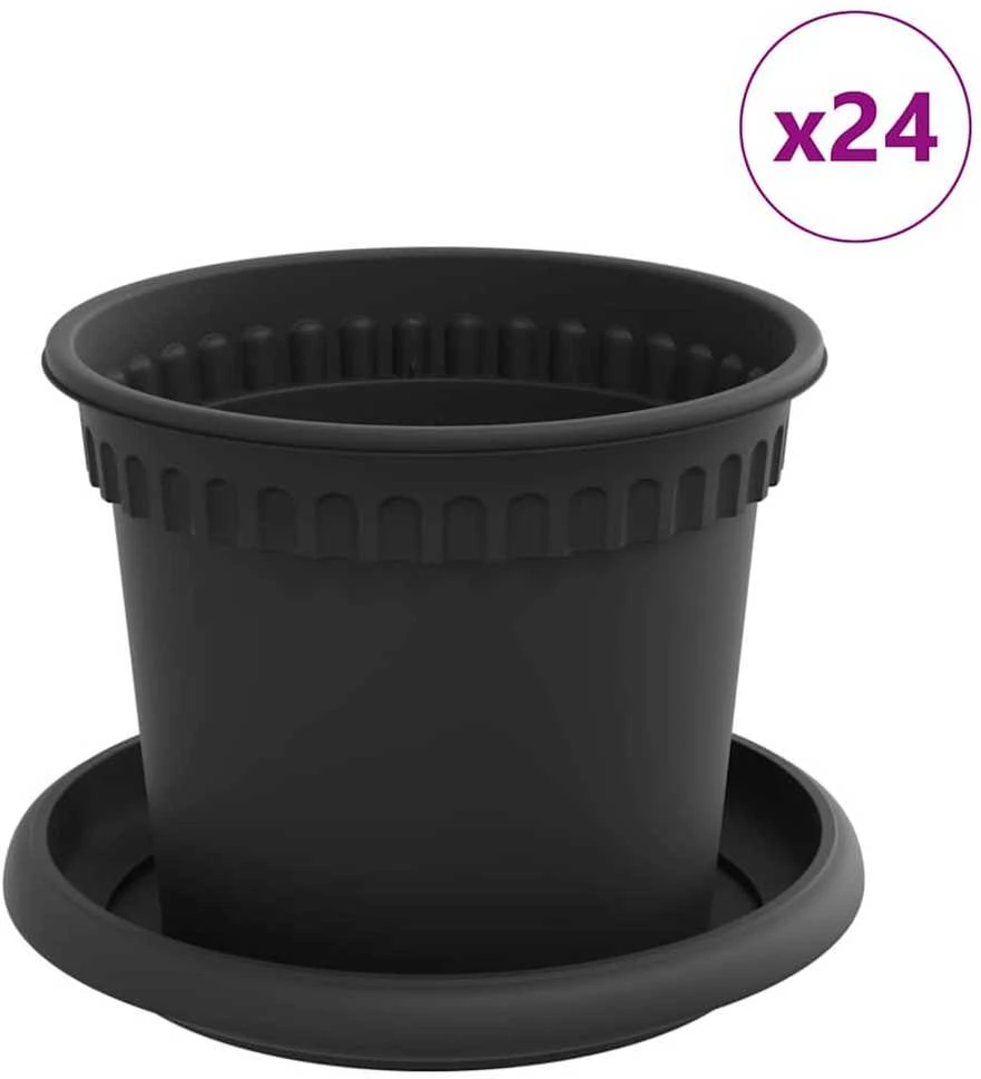 Lova Augalų vazonai 24 vnt. Juoda Plastmasė