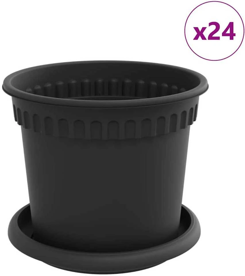 Lova Augalų vazonai 24 vnt. Juoda Plastmasė