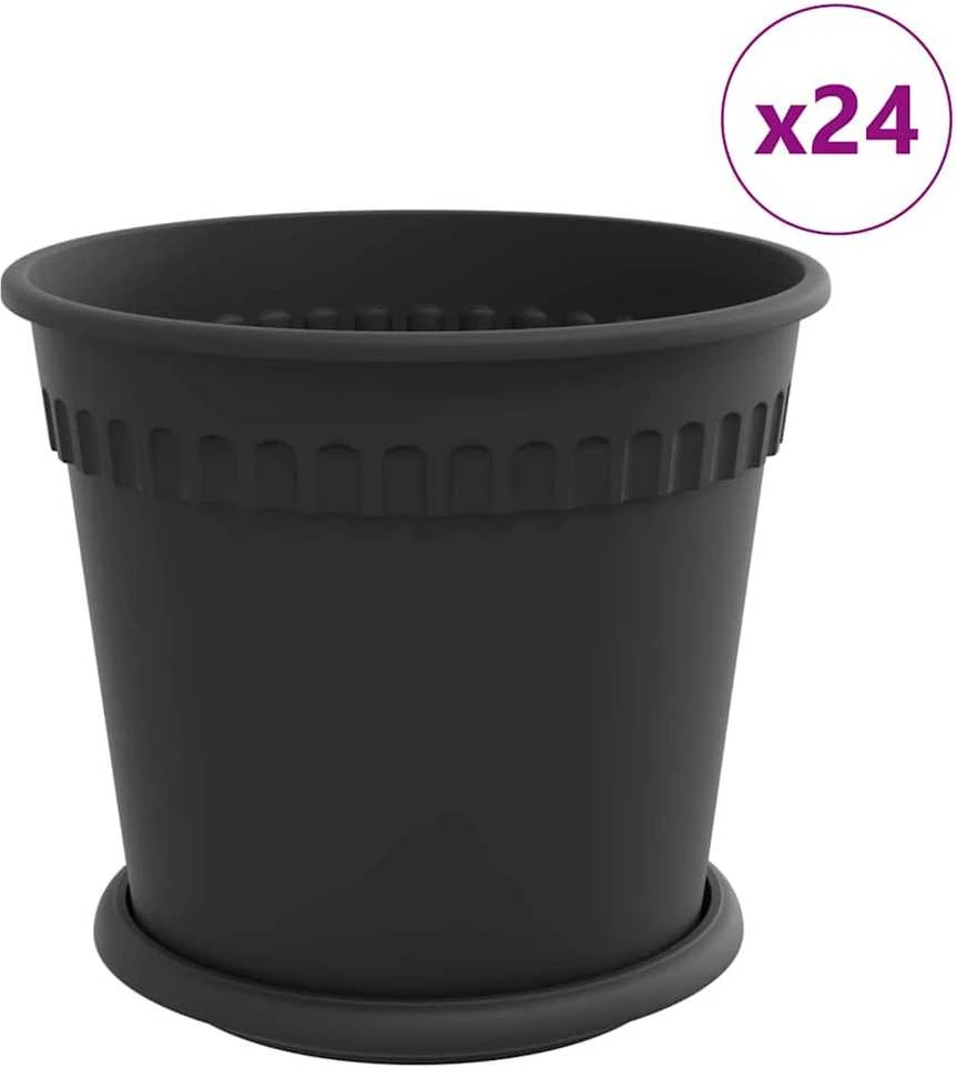Lova Augalų vazonai 24 vnt. Juoda Plastmasė