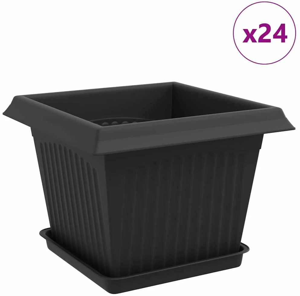 Augalų vazonai 24 vnt. Juoda Plastmasė