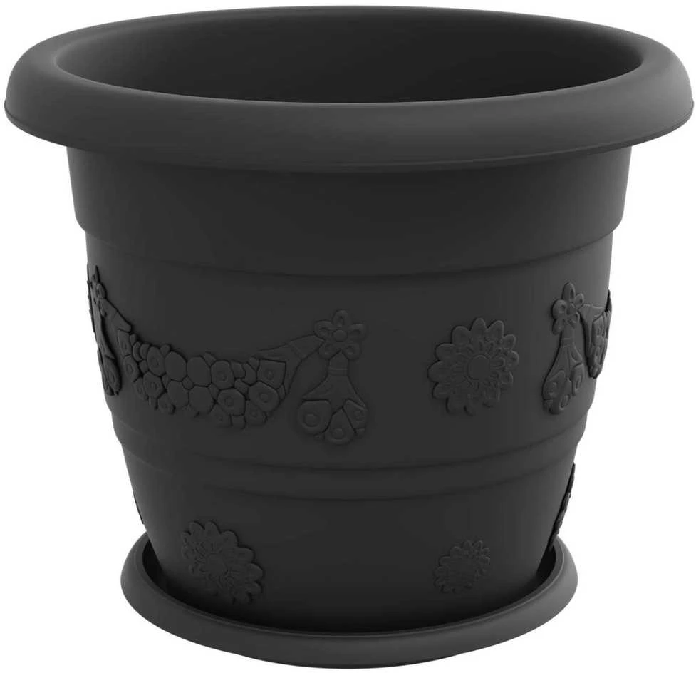 Augalų vazonai 24 vnt. Juoda Ø 34 x 28 cm Plastmasė