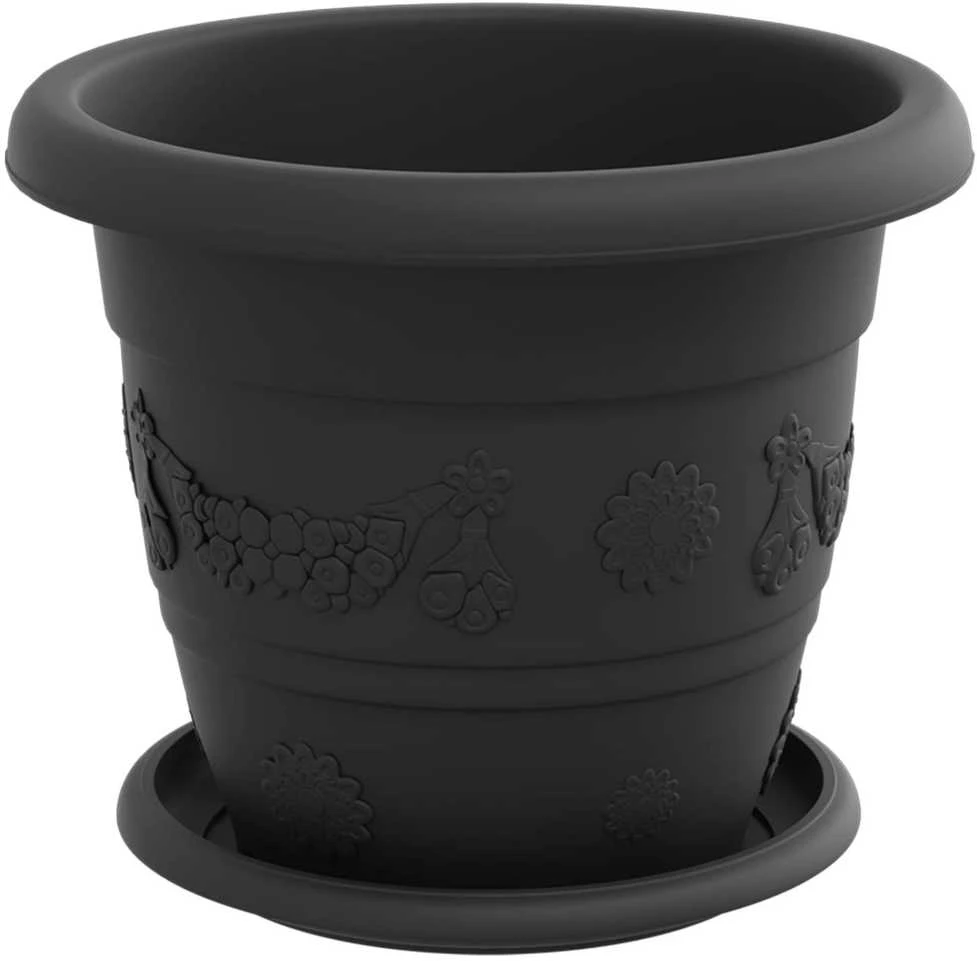 Augalų vazonai 24 vnt. Juoda Ø 22 x 18 cm Plastmasė